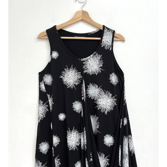 Snapdragon & Twig Angelina Dress Asymmetrical Draping Black Mini Scribble - XS - Picture 6 of 15